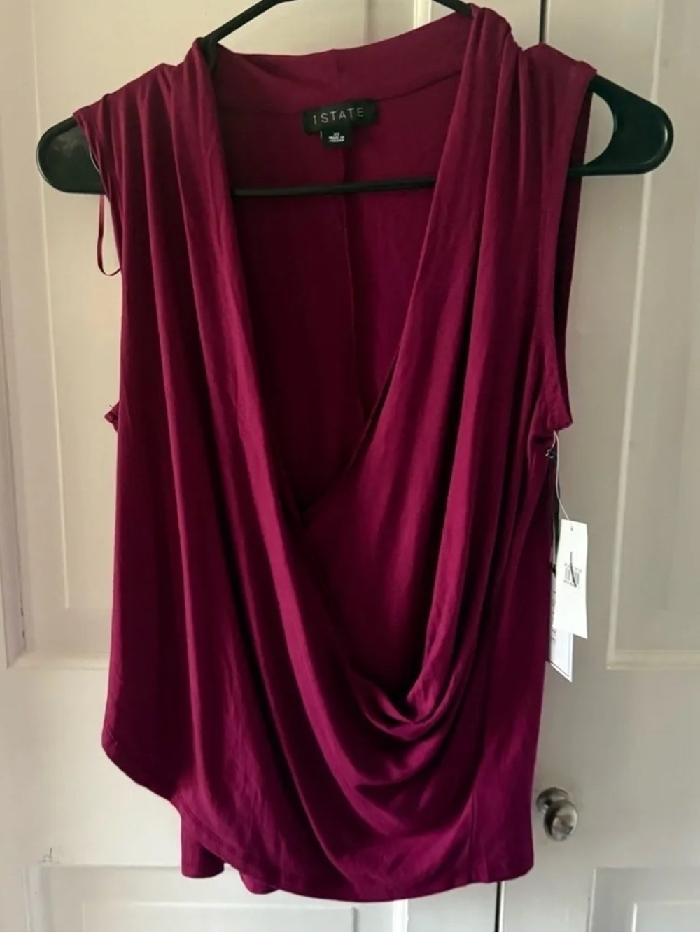 1. State Draped Sleeveless Camisole in Berry Wine